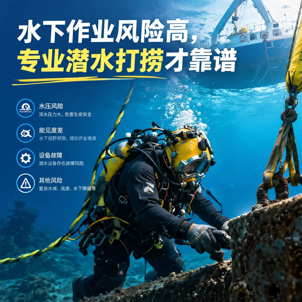 水下作业风险高，阿里专业潜水打捞才靠谱